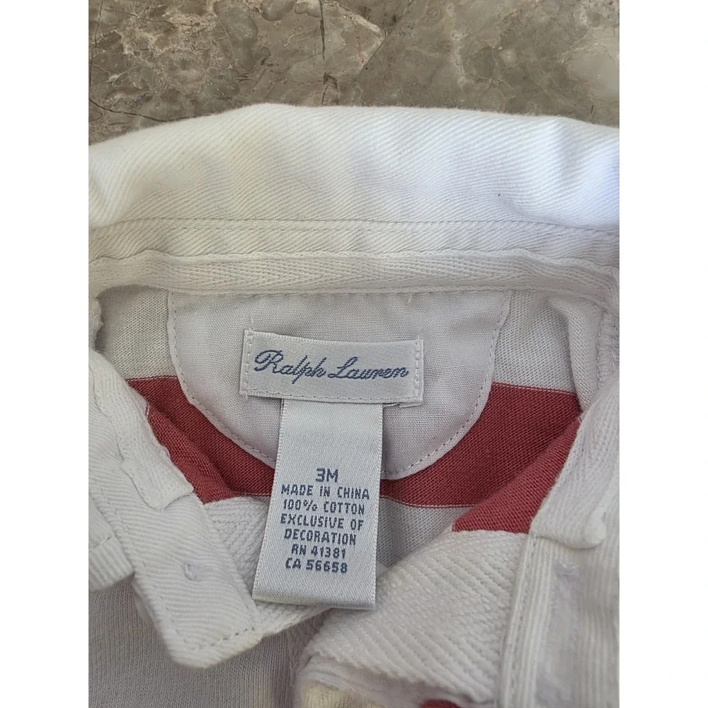 Ralph Lauren Polo Girls Red White Striped‎ One Piece Jumper 3 Months L Patriotic